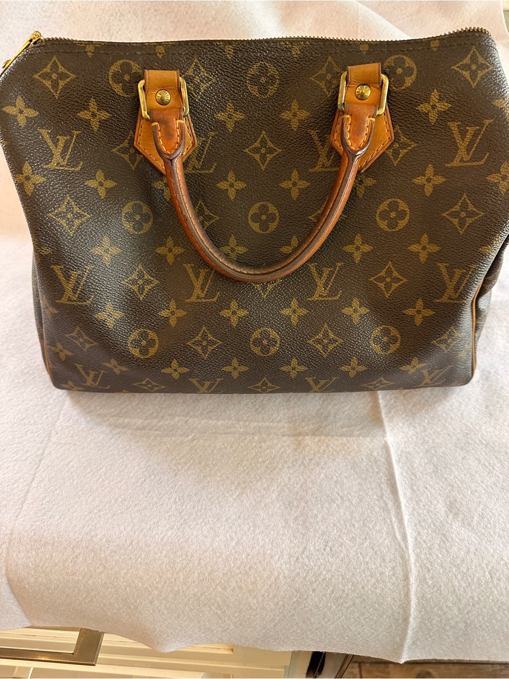 Louis Vuitton speedy 30 brown Leather Trim Handbag Interior - Brown